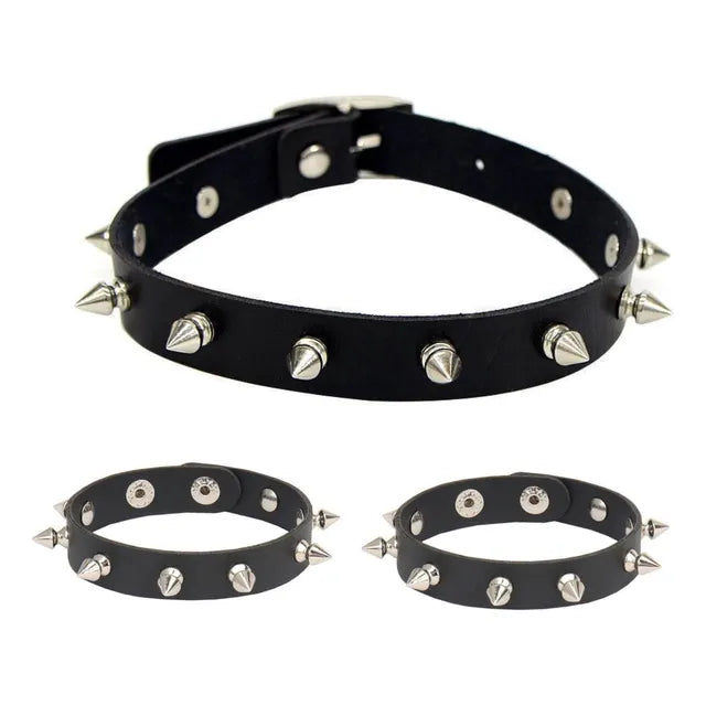 Juego De 3 Accesorios Con Diseño De Tachuelas, Cuero