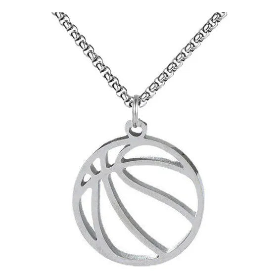 - D Collar Acero Inoxidable Accesorio Balon Basquetbol Moda
